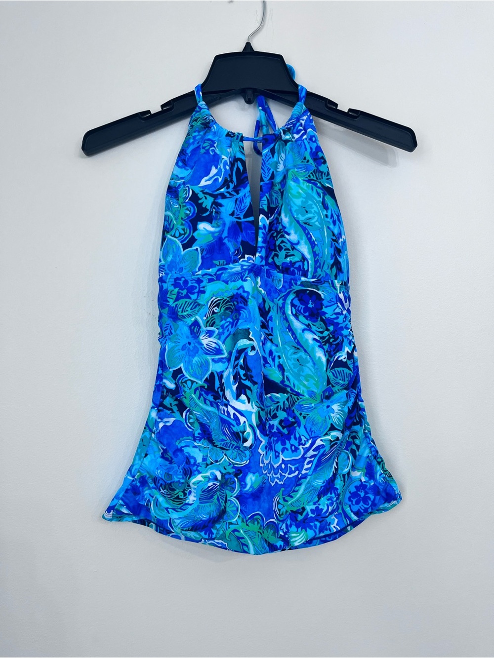 Lauren Ralph Lauren Blue Floral Halter Tankini Swim Top Women’s 10 Beach Resort